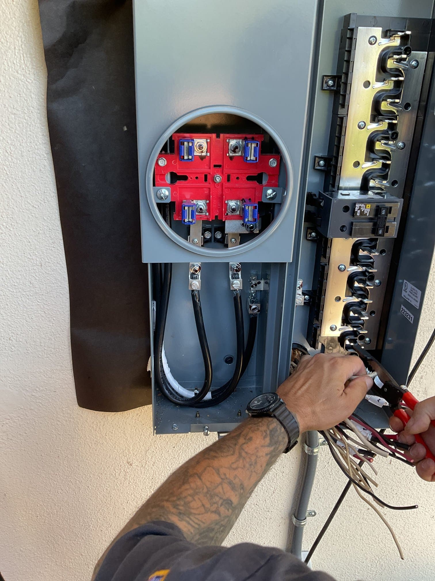 Close view of a residential electrical panel